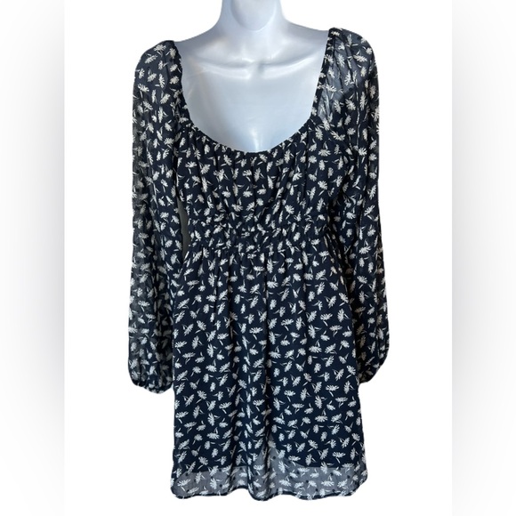 🌸 LUSH Floral Off-Shoulder Skort Dress | Navy & White | Women’s Small EUC - Picture 3 of 10